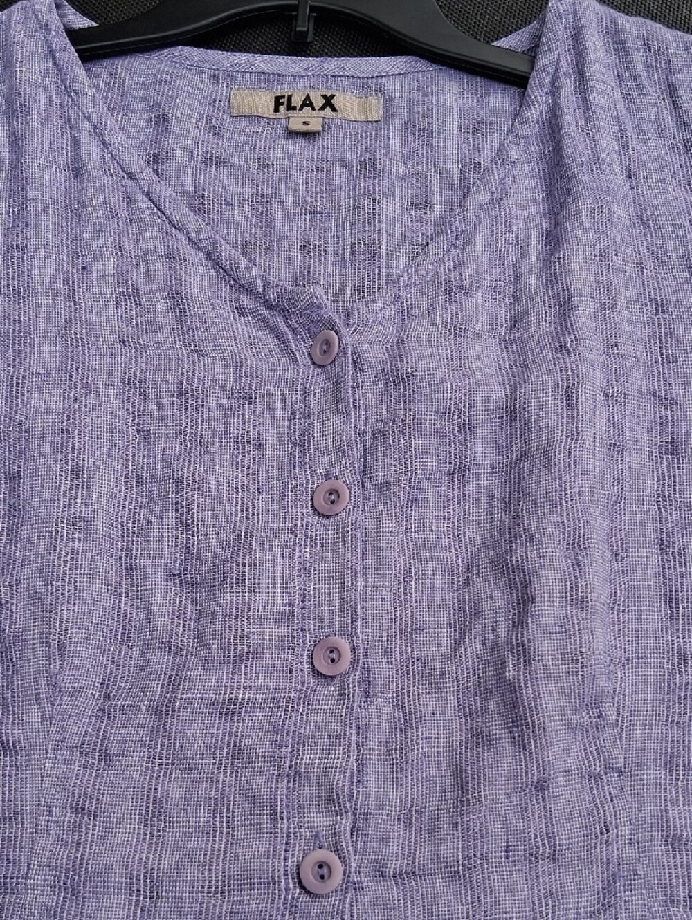 Flax Lavender/Purple Linen Button-Front Short Sleeve Top - Picture 11 of 11